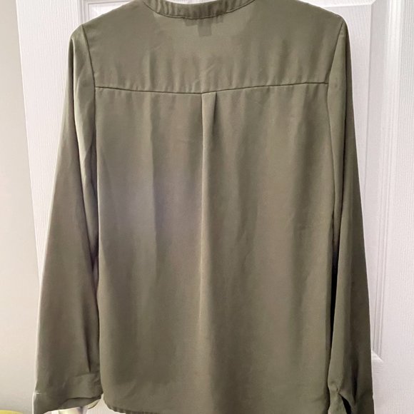 Green, long sleeve Blouse with Zippers - Picture 2 of 2